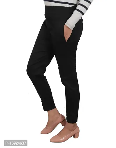 ARIXTY Casual Cotton Blend Trousers for Women Black L-thumb4