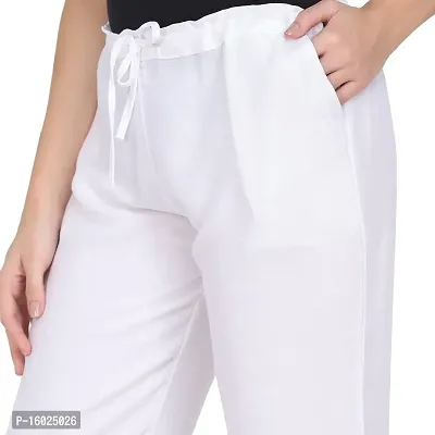 ARIXTY Regular fit Women Cotton Blend Trouser (White)-thumb4