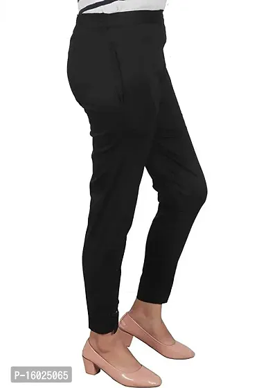 ARIXTY Skinny Fit Women Cotton Blend Trousers (30, Black)-thumb3