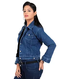 ARIXTY Full Sleeve Blue Solid Women's Plain Denim Jacket XL-thumb3