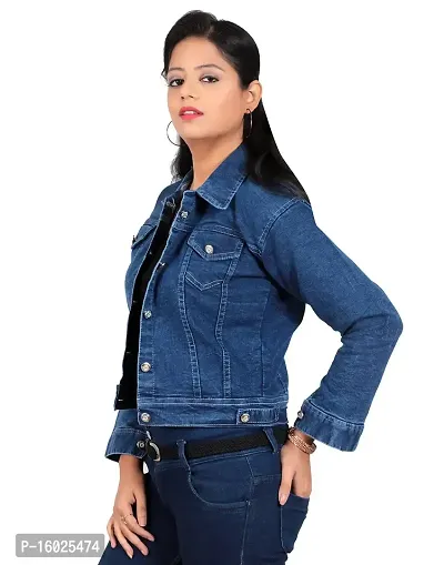 ARIXTY Full Sleeve Blue Solid Women's Plain Denim Jacket XL-thumb4