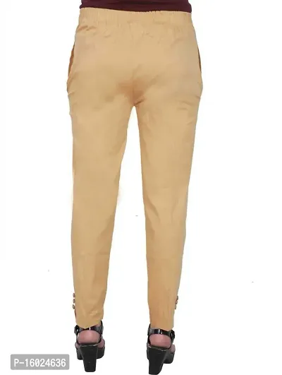 ARIXTY Skinny Fit Women Cotton Blend Trousers (28, Beige)-thumb3