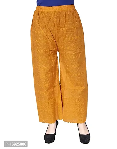 ARIXTY Designer Cotton Chicken Palazzo Pants for Women Free Size Mustard Yellow