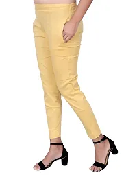 ARIXTY Casual Cotton Blend Trousers for Women Beige M-thumb3