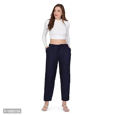 ARIXTY Regullar fit Women Cotton Blend Trouser (Navy) Size XL 28 to 34-thumb2