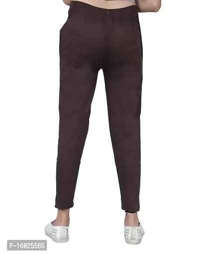 ARIXTY Casual Cotton Blend Trousers for Women Coffee L-thumb2