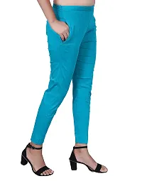 ARIXTY Casual Cotton Blend Trousers for Women Green M-thumb2