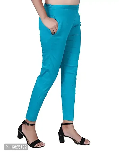 ARIXTY Casual Cotton Blend Trousers for Women Green M-thumb3