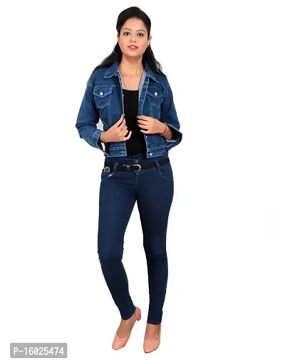 ARIXTY Full Sleeve Blue Solid Women's Plain Denim Jacket XL-thumb5