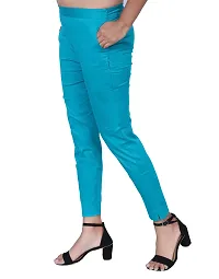 ARIXTY Casual Cotton Blend Trousers for Women Green L-thumb3