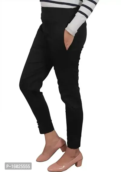 Arixty Skinny Fit Women Cotton Blend Trousers (36, Black)-thumb2