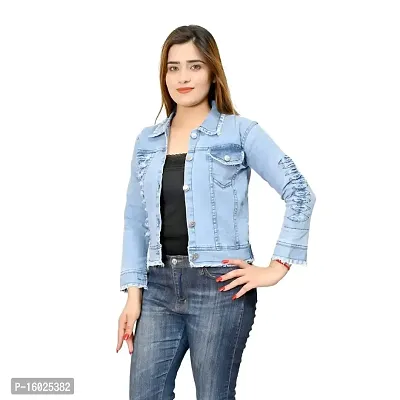 ARIXTY Full Sleeve Blue Solid Women's Denim Jacket XL-thumb5