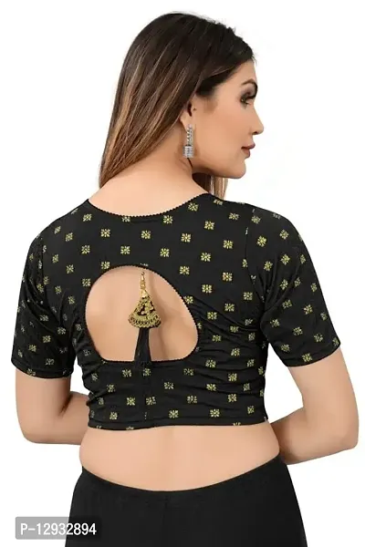 Malshi Velvet Round Neck Short sleeves Non - Padded Saree Blouse (GOLD) -  Malshi - 4271302