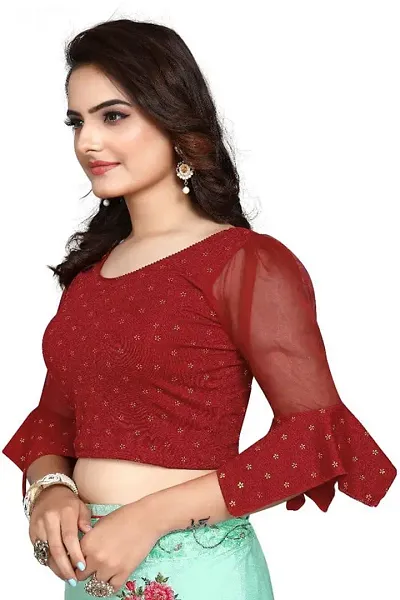 Buy TheWowFactor Cotton Lycra Stretchable Comfy V Neck Elbow Length Sleeves  Saree Blouse with Back Dori Pattern Online In India At Discounted Prices