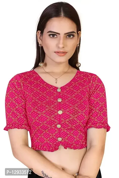 TheWowFactor Cotton Lycra Stretchable Readymade Crop Top Choli for Girls & Womens with Freel Pink-thumb0