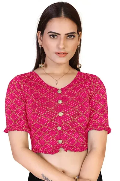 TheWowFactor Cotton Lycra Stretchable Readymade Crop Top Choli for Girls & Womens with Freel Pink
