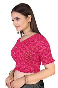 TheWowFactor Cotton Lycra Stretchable Readymade Crop Top Choli for Girls & Womens with Freel Pink-thumb2
