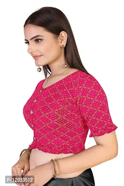 TheWowFactor Cotton Lycra Stretchable Readymade Crop Top Choli for Girls & Womens with Freel Pink-thumb3