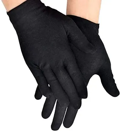 Solid Protective Unisex Adult Half Hand Gloves Set of 01pair Black'