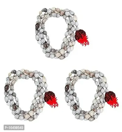 Devotee Fashion Original Vaijanti Mala 108 Beads for Jaap  Wearing (Pack of 03pcs) White.-thumb0