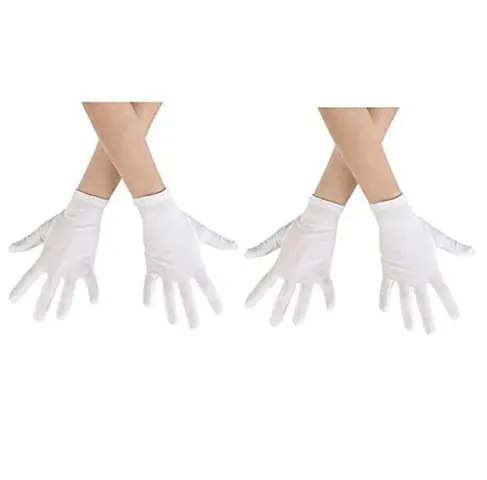 Solid Protective Unisex Adult Half Hand Gloves Pack of 2pair White