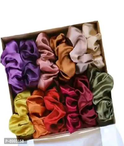 Silk Hair Scrunchies For Girls and Women Pack of 4 Pcs Multicolor