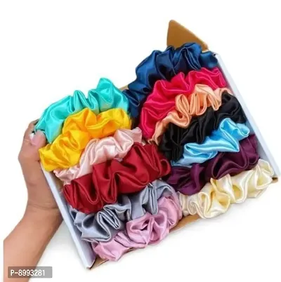 Silk Hair Scrunchies For Girls and Women Pack of 6 Pcs Multicolor