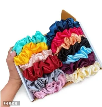 Silk Hair Scrunchies For Girls and Women Pack of 8 Pcs Multicolor