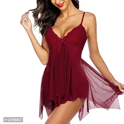 Fashion Loby Womens Net Solid Above Knee Babydoll Lingerie-thumb0