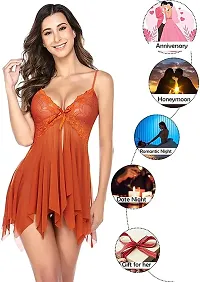 Fashion Loby Womens Net Solid Above Knee Babydoll Lingerie-thumb2