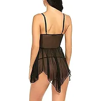 Fashion Loby Womens Net Solid Above Knee Babydoll Lingerie-thumb3