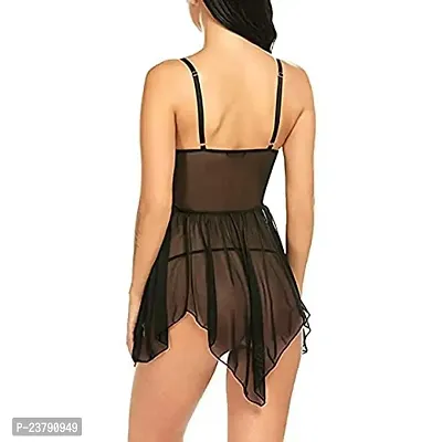 Fashion Loby Womens Net Solid Above Knee Babydoll Lingerie-thumb4