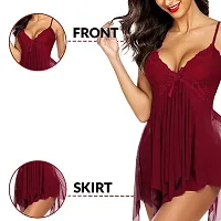 Fashion Loby Womens Net Solid Above Knee Babydoll Lingerie-thumb3