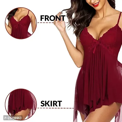 Fashion Loby Womens Net Solid Above Knee Babydoll Lingerie-thumb4