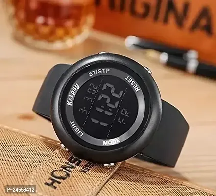 Stylish Black Synthetic Leather Digital Watches For Men