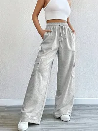 Stylish Grey Cotton Blend Solid Trousers for Women-thumb2