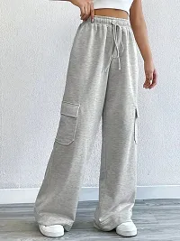 Stylish Grey Cotton Blend Solid Trousers for Women-thumb3