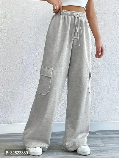 Stylish Grey Cotton Blend Solid Trousers for Women-thumb4