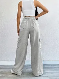 Stylish Grey Cotton Blend Solid Trousers for Women-thumb1