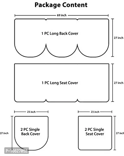 Garvit Creations Polyster Floral,6 Piece 5 Seater Sofa Cover and Chair Set - (3+1+1), White, Grey-thumb4