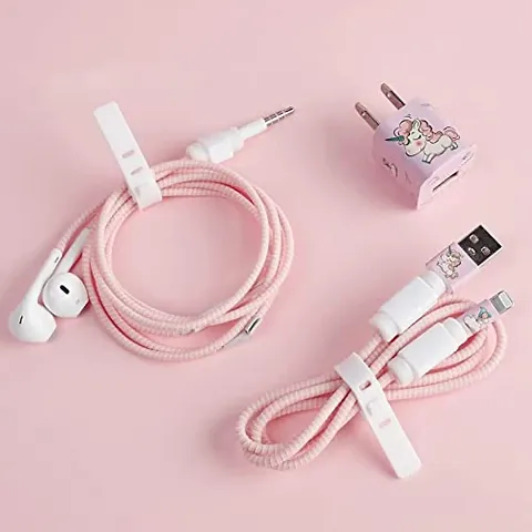 Careflection 6-in-1 Multi Combo Spiral USB Cable Protectors + Earphones Winder + Sticker + Cable Clips + Earphone Jack Clip for Old 5W Apple iPhone iPad Charger ()