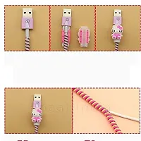 Careflection 6-in-1 Multi Combo Spiral USB Cable Protectors + Earphones Winder + Sticker + Cable Clips + Earphone Jack Clip for Old 5W Apple iPhone iPad Charger (Hello Kitty)-thumb1