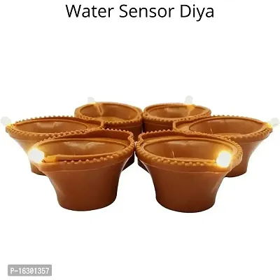 Careflection Plastic Water Sensor LED Diyas Candle with Water Sensing Technology E-Diya, Warm Orange Ambient Lights, Battery Operated (Pack of 12)-thumb5