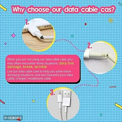 Careflection 6-in-1 Multi Combo Spiral USB Cable Protectors + Earphones Winder + Sticker + Cable Clips + Earphone Jack Clip for Old 5W Apple iPhone iPad Charger (White Bear)-thumb2