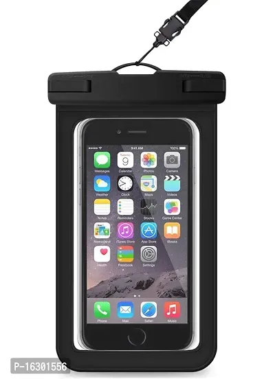 Careflection || Waterproof PVC Transparent Mobile Cover Pouch Touch Sensitive Dry Case | Hanging Rope for Protection Rain Underwater Dust  Snow All Mobile Phone  for Money Also (Black)
