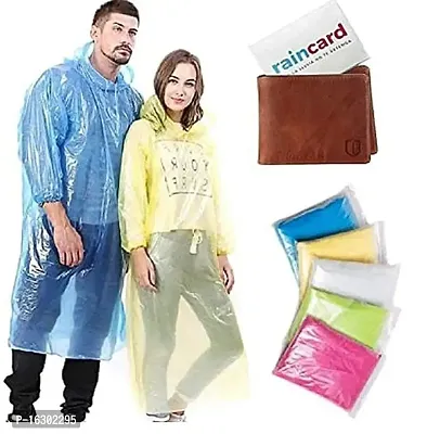 Unisex Disposable Pocket Size Easy To Carry Digi Raincoat Pack Of 2 Rain Card Pink Blue Yellow Free Size-thumb0