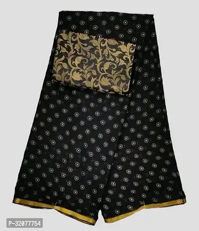 Beautiful Black Art Silk Self Pattern Saree with Blouse Piece For Women-thumb0