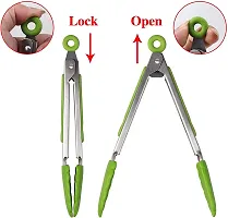 Rena Germany Utility Silicon Set of 2 Tongs Kitchenware - Utility Cooking Tong for Kitchen - Accessories Kitchen Accessory - for Homes, Restaurants, Bakeries-thumb2