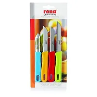 Rena Germany Knife Set - Serrated Knife 110mm, Serrated Knife 90mm, Plain Knife 90mm and Promo Peeler - Kitchen Accessory -for Kitchen,Home and Restaurant-thumb1