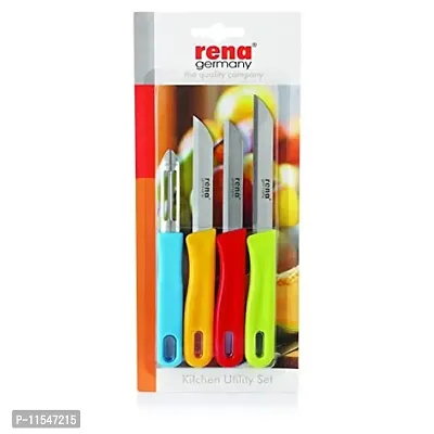 Rena Germany Knife Set - Serrated Knife 110mm, Serrated Knife 90mm, Plain Knife 90mm and Promo Peeler - Kitchen Accessory -for Kitchen,Home and Restaurant-thumb2